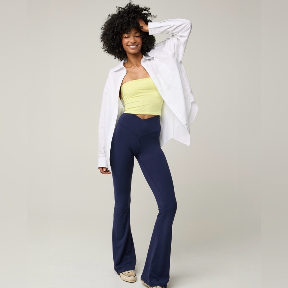 Aerie Royal Navy Crossover Flare Leggings